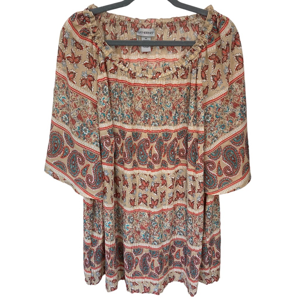 Catherine’s Semi-Sheer Blouse Size 14/16W Boho